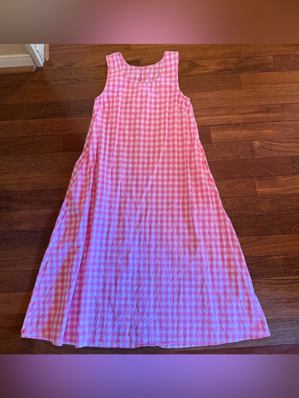 Amazon Womens Pink Gingham Sleeveless Dress Size Small
